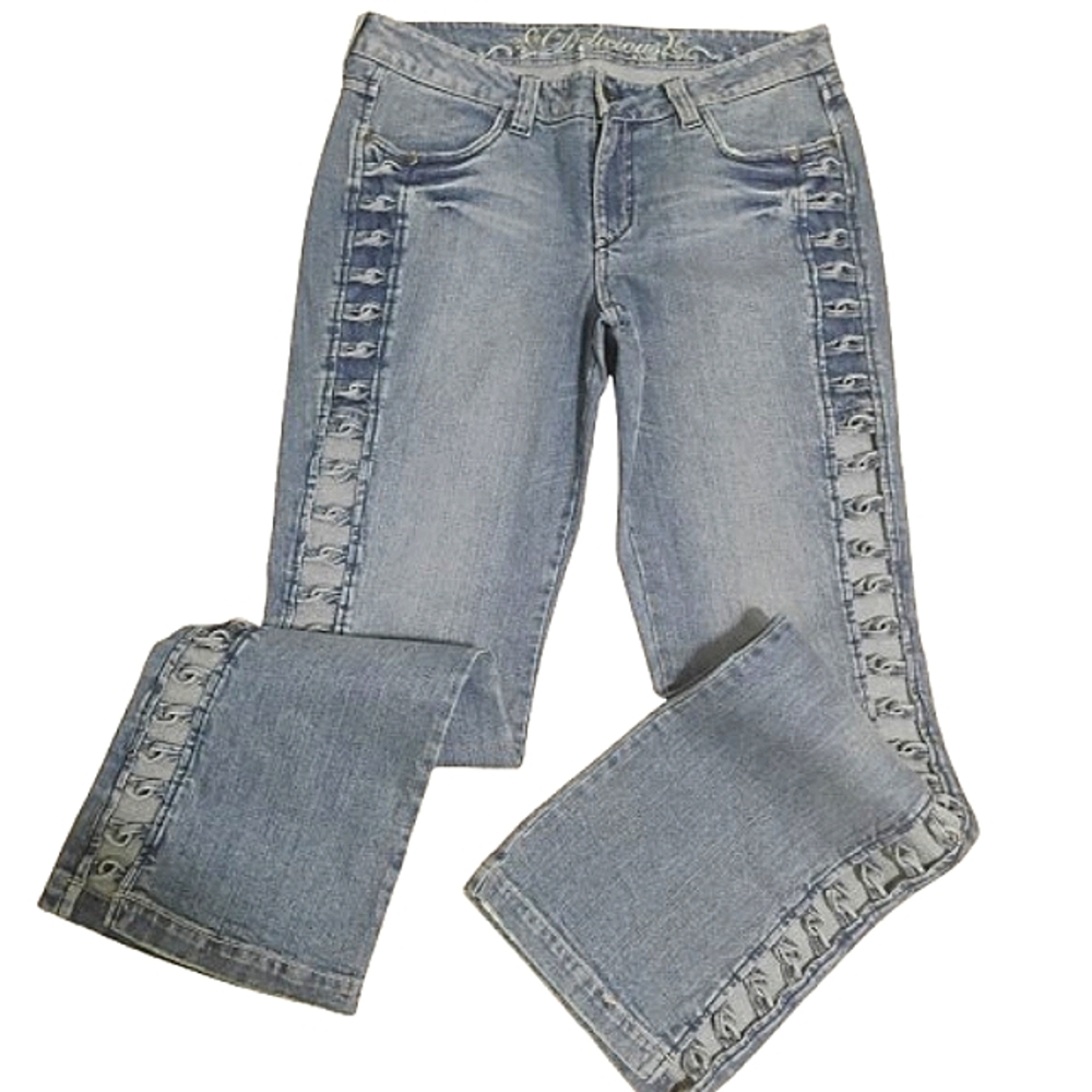 Delicious By MUDD Y2K 90's Cutout Bootcut Jeans Vintage Waist 33 Delicious Curve